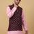 Men's pink kurta and churidar with sequenced cotton silk nehru jacket