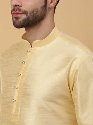 Men's beige kurta and churidar with jacquard ethnic motifs printed nehru jacket 5