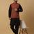 Men's black kurta and churidar with jacquard ethnic motifs printed nehru jacket