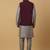 Men's grey kurta and churidar with sequenced cotton silk nehru jacket