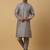 Men's grey kurta and churidar with sequenced cotton silk nehru jacket