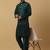 Men's green kurta and churidar with jacquard ethnic nehru jacket