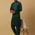 Men's green kurta and churidar with jacquard ethnic nehru jacket