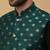 Men's black kurta and churidar with jacquard ethnic nehru jacket
