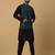 Men's black kurta and churidar with jacquard ethnic nehru jacket