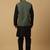 Men's black kurta and churidar with jacquard ethnic motifs printed nehru jacket