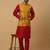 Men's maroon kurta and churidar with sequenced cotton silk nehru jacket
