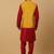 Men's maroon kurta and churidar with sequenced cotton silk nehru jacket