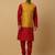Men's maroon kurta and churidar with sequenced cotton silk nehru jacket