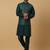 Men's green kurta and churidar with sequenced cotton silk nehru jacket