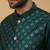 Men's green kurta and churidar with sequenced cotton silk nehru jacket