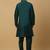 Men's green kurta and churidar with sequenced cotton silk nehru jacket