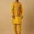 Men's yellow kurta and churidar with sequenced cotton silk nehru jacket
