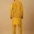 Men's yellow kurta and churidar with sequenced cotton silk nehru jacket