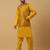 Men's yellow kurta and churidar with sequenced cotton silk nehru jacket