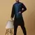 Men's black kurta and churidar with jacquard floral nehru jacket