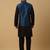 Men's black kurta and churidar with jacquard floral nehru jacket