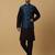 Men's black kurta and churidar with jacquard floral nehru jacket