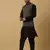 Men's black kurta and churidar with jacquard ethnic motifs printed nehru jacket