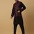 Men's black kurta and churidar with sequenced cotton silk nehru jacket