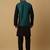 Men's black kurta and churidar with sequenced cotton silk nehru jacket