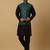 Men's black kurta and churidar with sequenced cotton silk nehru jacket