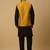 Men's black kurta and churidar with sequenced cotton silk nehru jacket