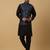 Men's black kurta and churidar with sequenced cotton silk nehru jacket