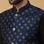 Men's black kurta and churidar with sequenced cotton silk nehru jacket