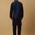 Men's black kurta and churidar with sequenced cotton silk nehru jacket