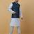 Men's sky blue kurta and churidar with jacquard floral nehru jacket