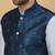 Men's sky blue kurta and churidar with jacquard floral nehru jacket