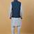Men's sky blue kurta and churidar with jacquard floral nehru jacket