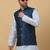 Men's sky blue kurta and churidar with jacquard floral nehru jacket
