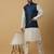 Men's cream kurta and churidar with jacquard floral nehru jacket