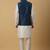 Men's cream kurta and churidar with jacquard floral nehru jacket