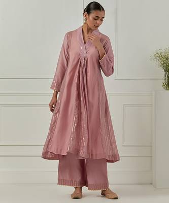 Light purple solid chanderi anarkali 1