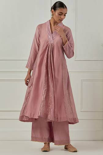 Light purple solid chanderi anarkali