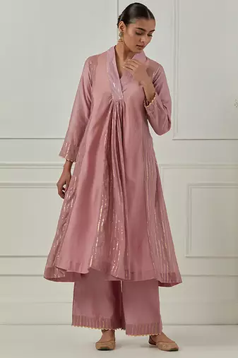 Light purple solid chanderi anarkali