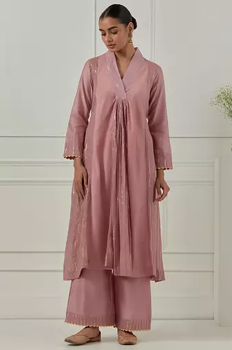 Light purple solid chanderi anarkali