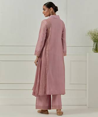 Light purple solid chanderi anarkali 4