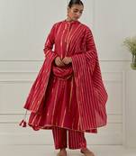 Fuchsia solid cotton anarkali