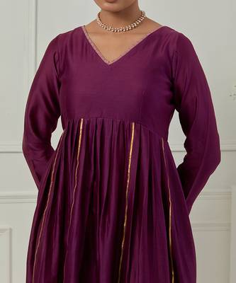 Purple solid chanderi kurta set 2