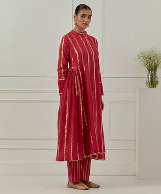 Purple solid chanderi kurta set 4