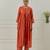 Orange solid cotton anarkali