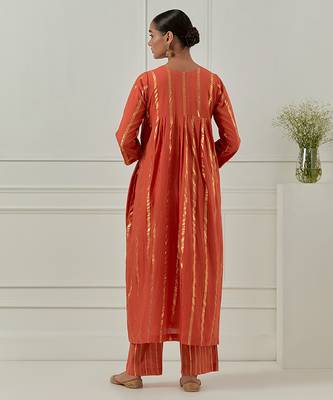 orange cotton anarkali with elegant solid look 4
