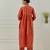 Orange solid cotton anarkali