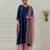 Blue solid chanderi kurta set