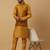 Men's mustard kurta and churidar with jacquard floral nehru jacket