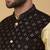 Men's beige kurta and churidar with sequenced cotton silk nehru jacket